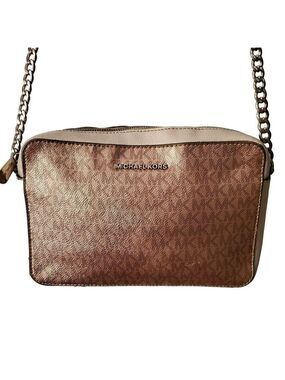 MICHAEL Kors 32H8TF5C7B Pink Vegan Leather Jet Set East West Zip Chain Crossbody